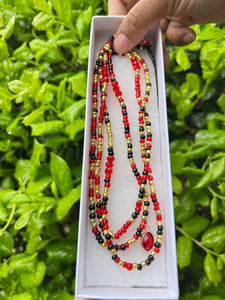 Red,Gold, & Black Waist Beads