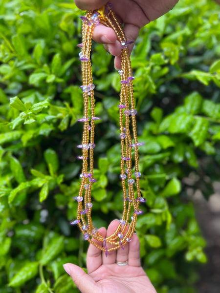 Purple and gold waist beads sale